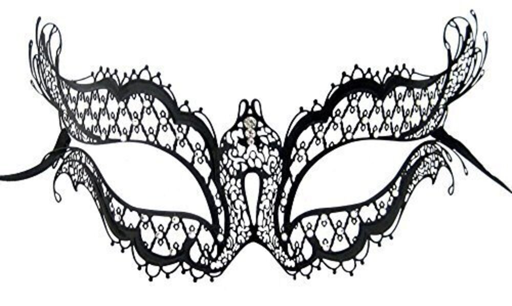 5096 Elena Vampire Diaries Laser Cut Masquerade Mask Black/Clear Stones
